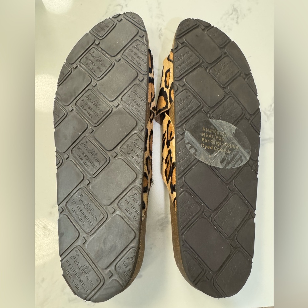 Sam Edelman Leopard Print Cross-Band Slide Sandals - Black & Brown - Picture 3 of 3